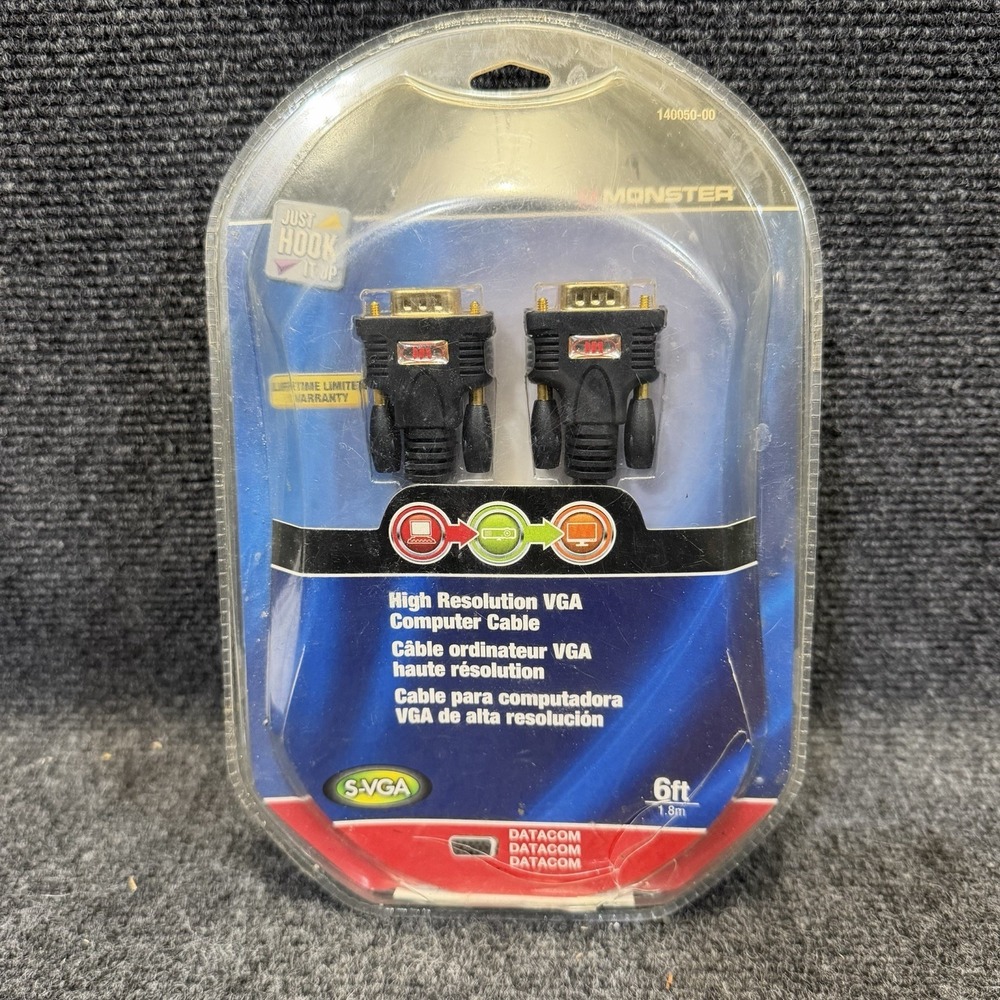 Monster Cable 140050-00 High Resolution 6ft VGA Computer Cable Datacom S-VGA